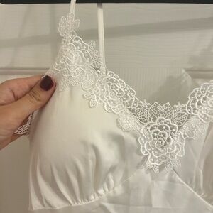 Elegant White Lace Trim Chemise